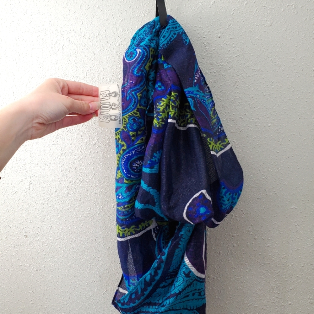 Infinity Scarf paisley blue green torquoise